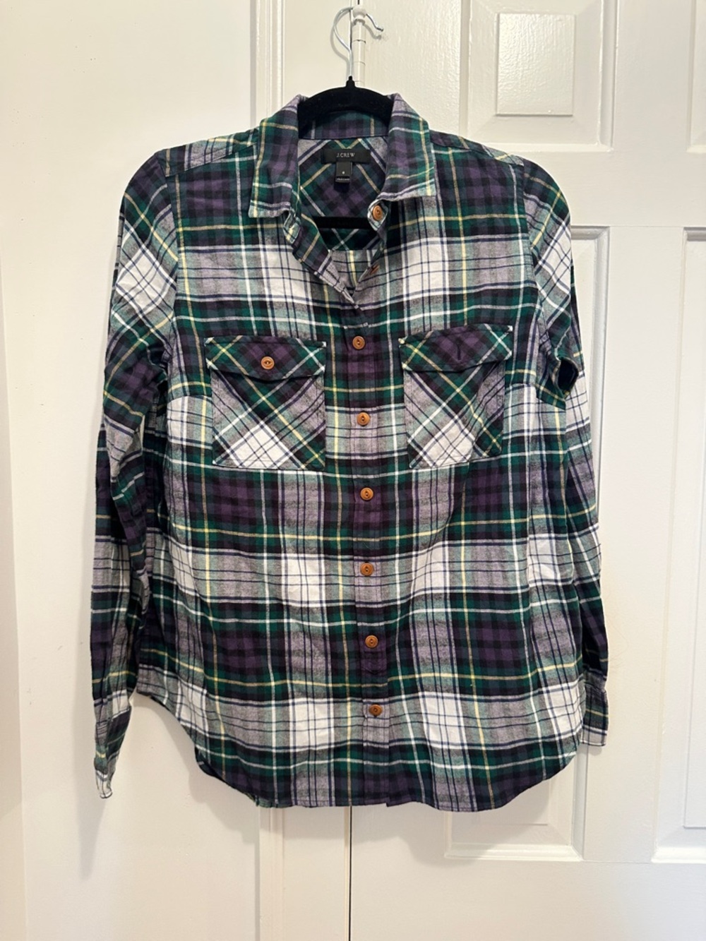 J. Crew Women’s Green & Blue Tartan Plaid Flannel Button-Down Shirt